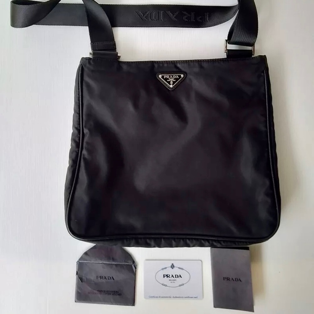 PRADA Milano Nylon Vela Sport Shoulder | Crossbody | Messenger Bag Flat Black